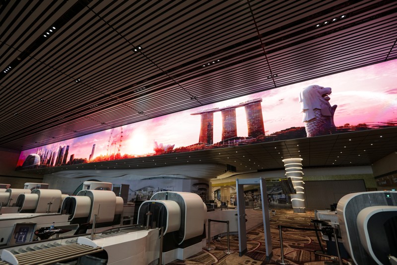 "Immersive Wall" représentant la célèbre vue de Singapour. ©Changi Airport